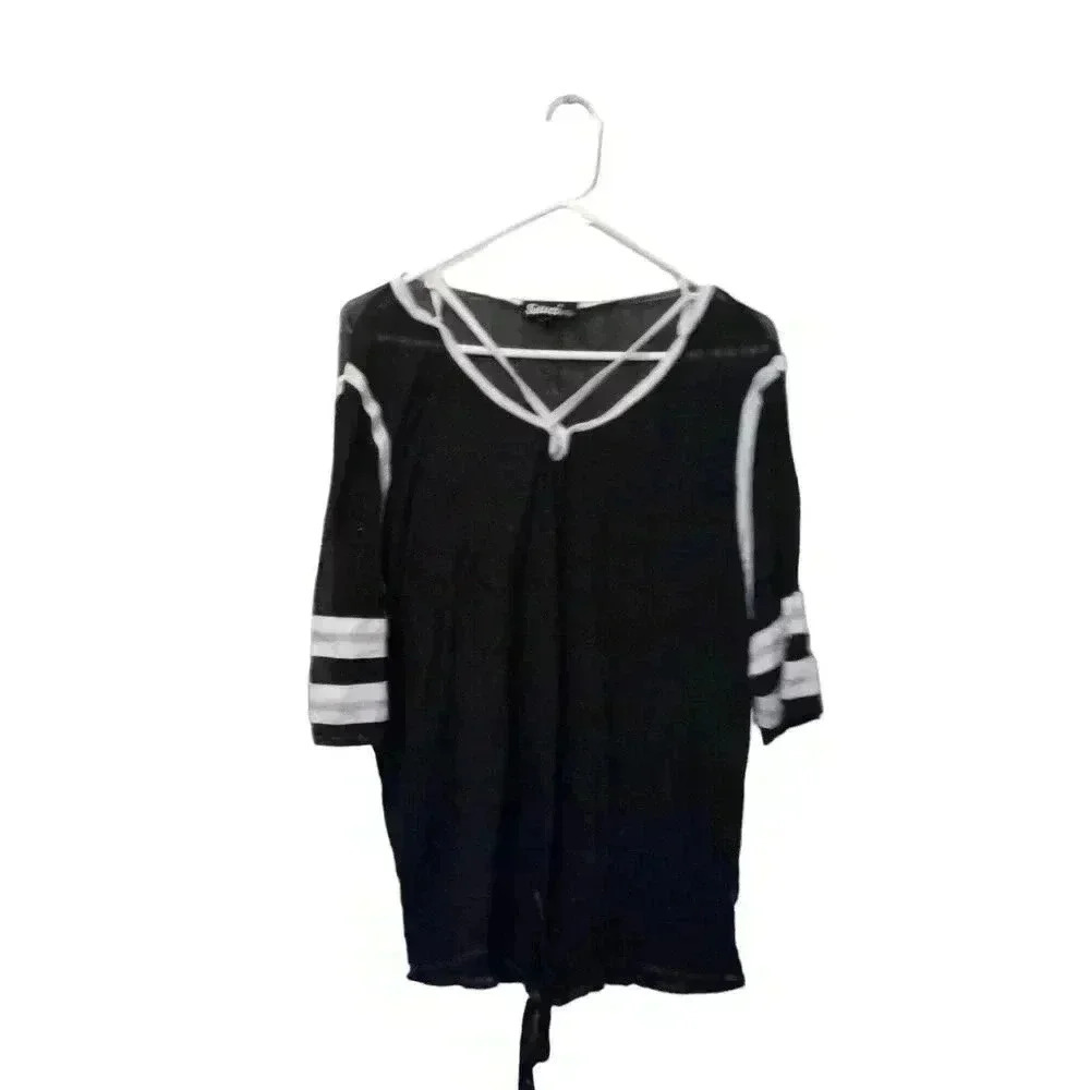 Ladies Plus Size Sheer Black Shirt by Sauci